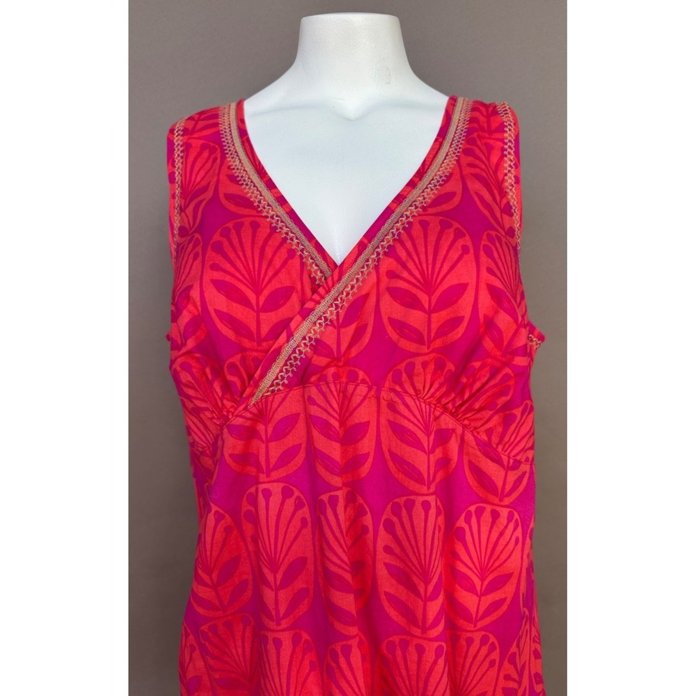 Sigrid Olsen Cotton Shift Dress 1X Sleeveless Pink Orange Zip Minimalist Coastal - Picture 2 of 13